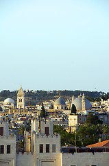 Image showing rooftop  Jerusalem Palestine Israel architecture with mosque tem