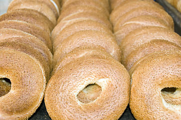 Image showing fresh Israeli bagel bread  photographed in Jerusalem Israel