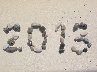 Image showing Letters 2013 made of small pebble stones on ribber texture 
