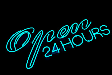 Image showing open bar restaurant neon sign