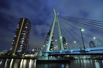 Image showing night suspension bridge