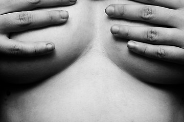 Image showing Hands on breasts