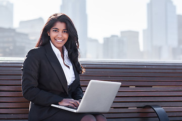 Image showing Indian businesswoman with laptop