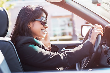 Image showing Indian busineswoman driving car