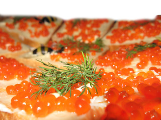 Image showing Sandwich with red caviar