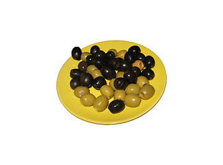 Image showing Black and green olives