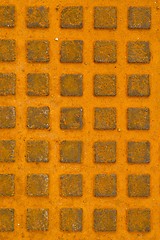 Image showing Great rusty iron metal sewer lid background.