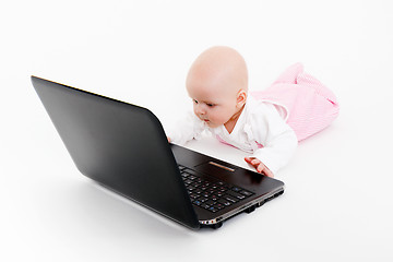 Image showing baby with laptop