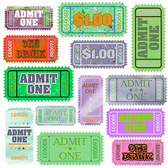 Image showing Set of ticket admit one. EPS 8
