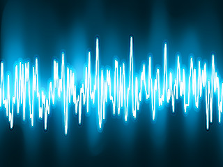 Image showing Sound waves oscillating glow light. EPS 8