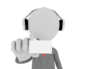 Image showing 3d Call center operator showing a blank card 