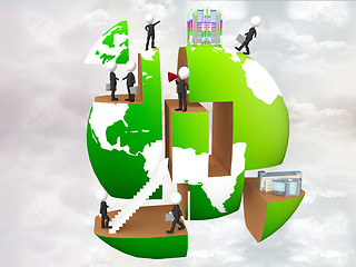 Image showing illustration of business people doing different activities on ea