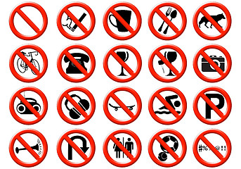 Image showing illustration of a signs showing a list of prohibitions