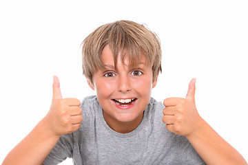 Image showing Happiness schoolboy shows OK 