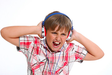 Image showing portrait of a nice boy with headphones 