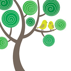 Image showing Decorative composition with two birds on the tree