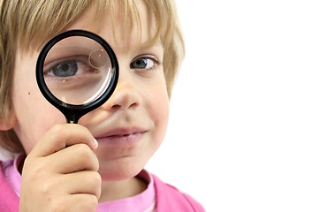 Image showing Girl with magnifying glass
