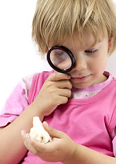 Image showing Girl with magnifying glass