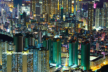 Image showing downtown in Hong Kong view from high at night