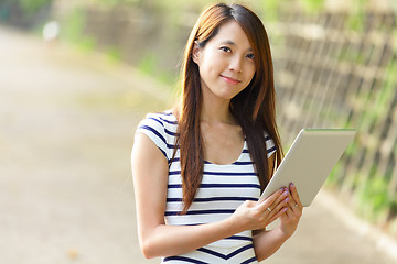 Image showing woman using tablet computer