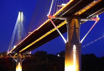 Image showing Ting Kau Bridge in Hong Kong at night