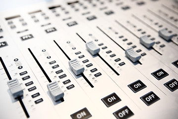 Image showing controls of audio mixing console