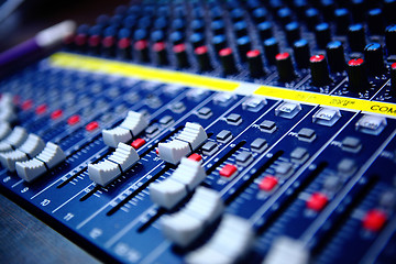 Image showing controls of audio mixing console
