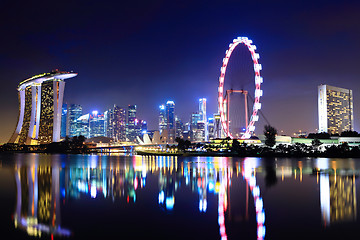 Image showing Singapore city skyline at night