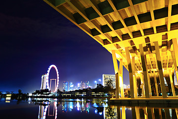Image showing Singapore city and bridge at night