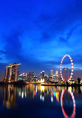 Image showing Singapore city skyline at night