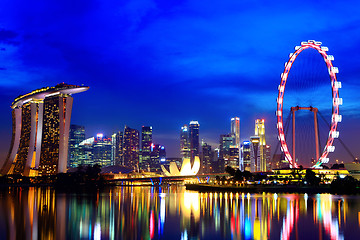 Image showing Singapore city skyline at night