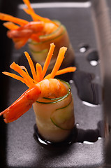 Image showing colorful  prawn shrimps appetizer snack