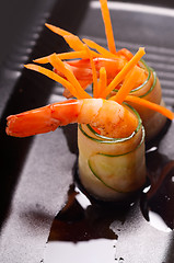 Image showing colorful  prawn shrimps appetizer snack