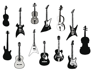 Image showing Guitars silhouettes