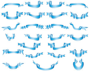 Image showing set of blue ribbons