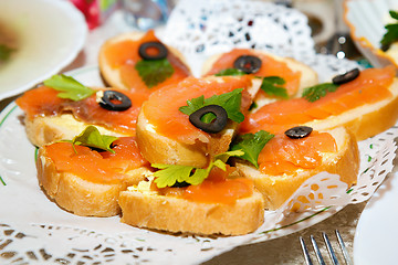 Image showing sandwiches with smoked salmon