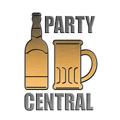 Image showing golden beer bottle mug party central