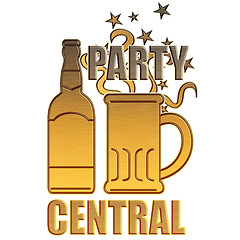Image showing golden beer bottle mug party central