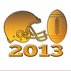 Image showing golden american football helmet ball 2013