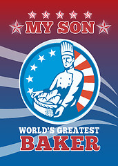 Image showing My Son World's Greatest Baker Son Greeting Card Poster