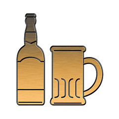 Image showing golden beer bottle mug isolated metallic