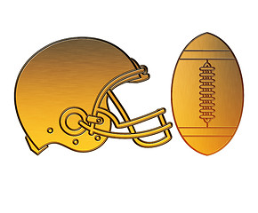 Image showing american football helmet ball golden metallic