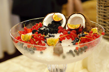 Image showing Glass with fruits and ice