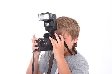 Image showing Boy with camera 