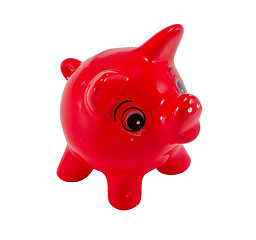 Image showing Small red piggy figure isolated on white 