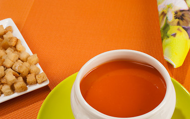 Image showing Gazpacho and croutons