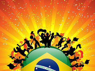 Image showing Brazil Sport Fan Crowd with Flag