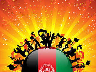 Image showing Afghanistan Sport Fan Crowd with Flag