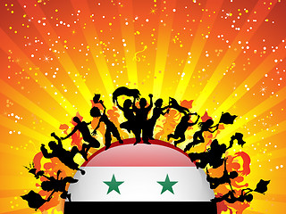 Image showing Syria Sport Fan Crowd with Flag