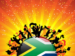 Image showing South Africa Sport Fan Crowd with Flag